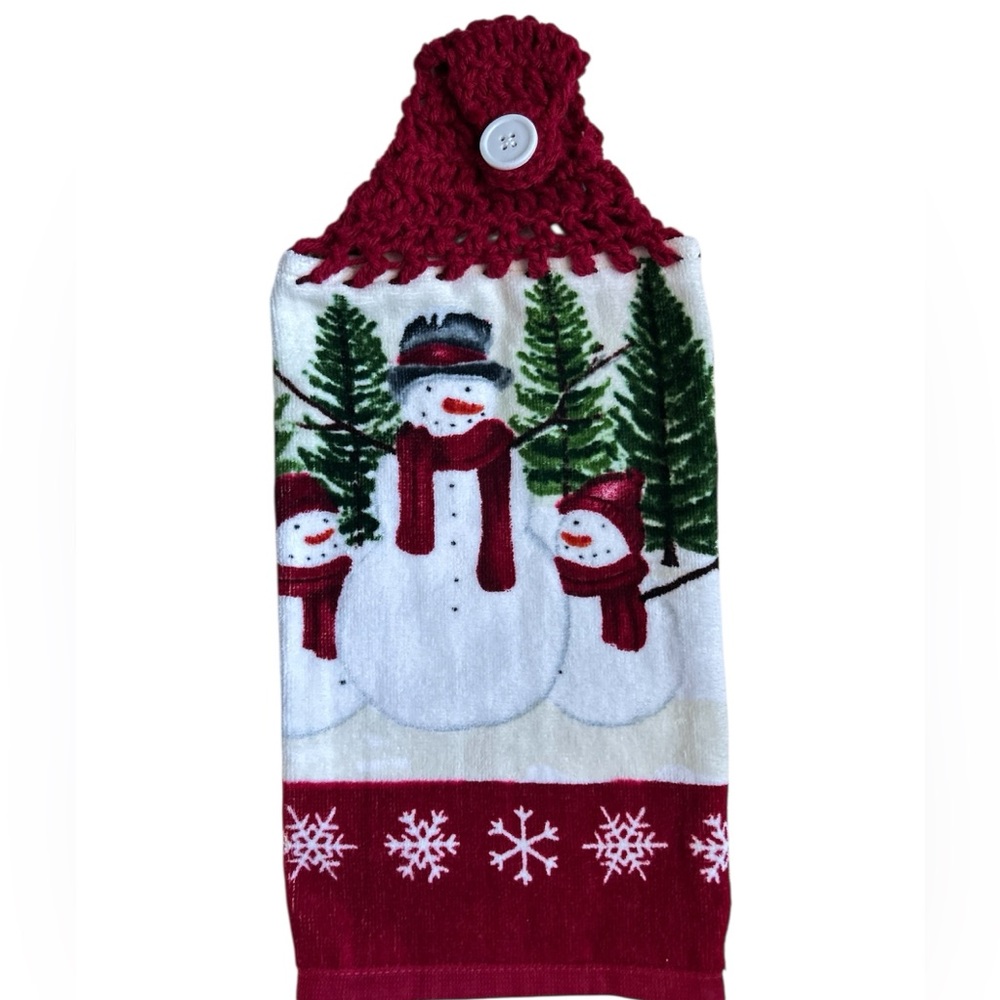 Hand Crafted Christmas Snowman Holiday Hanging Hand Towel